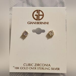 Giani Bernini 18k Gold and Silver Cubic Zirconia Stud Earrings